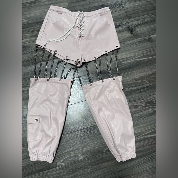 Dead Dolls blossom whimsigoth pink detachable chain goth joggers pants shorts XL - Picture 3 of 14